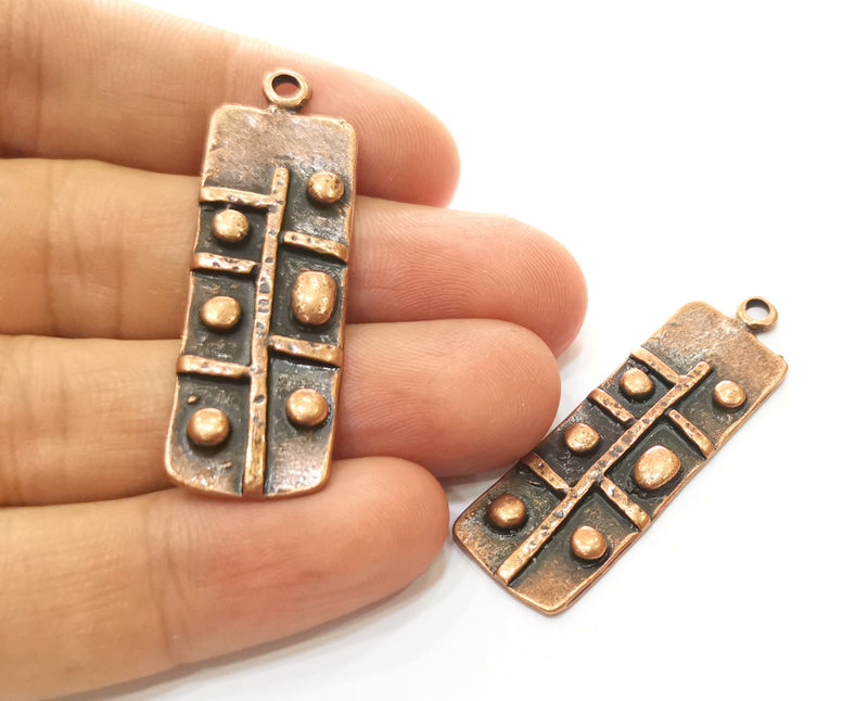 2 Copper Charms Antique Copper Plated Charms (48x16mm)  G18507