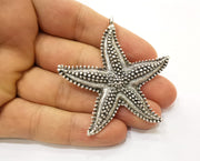 Silver Starfish Pendant Antique Silver Plated Pendant (62x60mm)  G19111