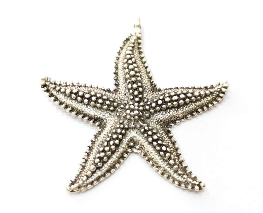 Silver Starfish Pendant Antique Silver Plated Pendant (62x60mm)  G19111