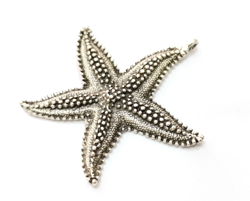 Silver Starfish Pendant Antique Silver Plated Pendant (62x60mm)  G19111