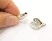 2 Silver Leaf Charms Antique Silver Plated Charms (26x14mm) G19114