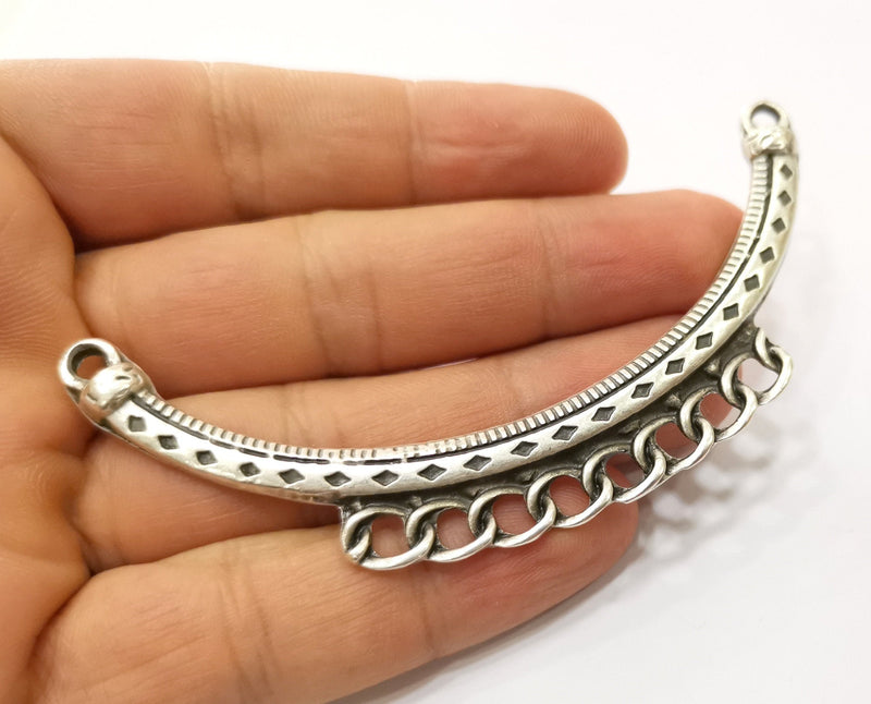 Silver Pendant Connector Antique Silver Plated  (95x37mm)  G19117