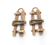 2 Copper Charms Antique Copper Plated Charms (50x22mm) G18513