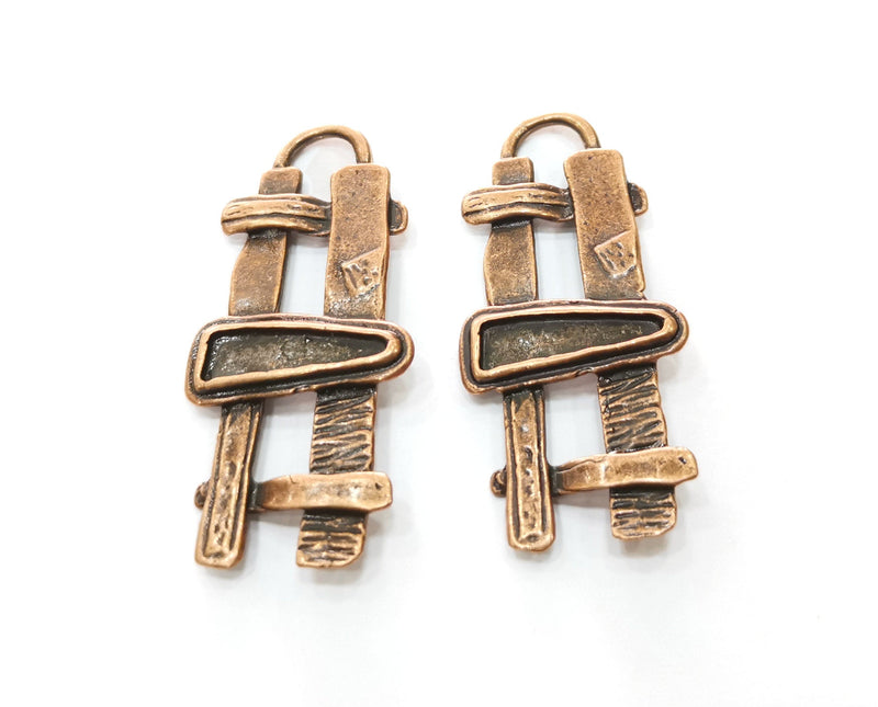2 Copper Charms Antique Copper Plated Charms (50x22mm) G18513