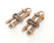 2 Copper Charms Antique Copper Plated Charms (50x22mm) G18513