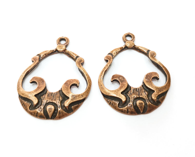 2 Copper Charms Antique Copper Plated Charms (41x32mm)  G18515