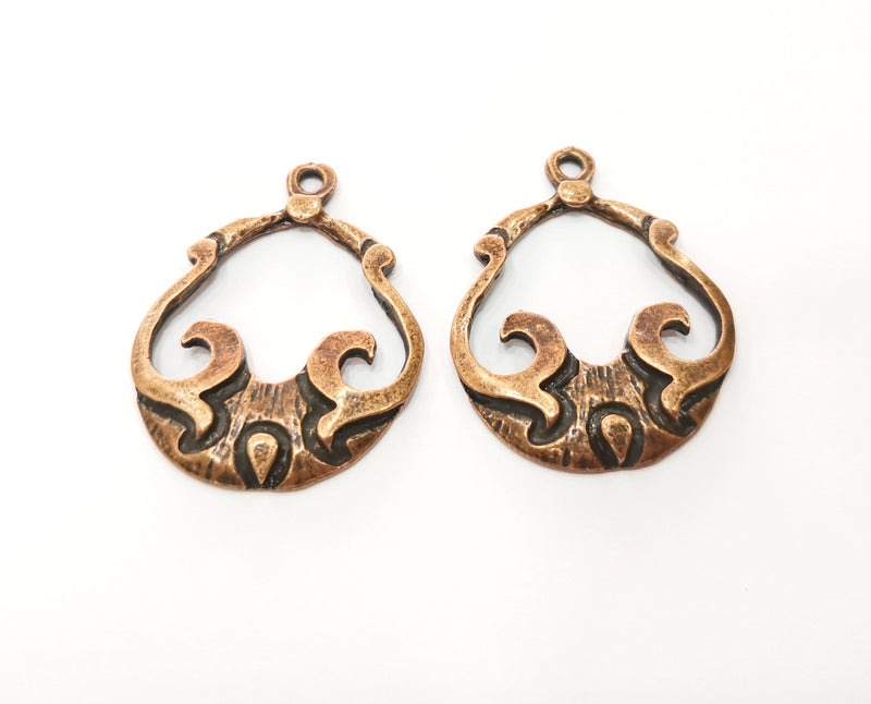 2 Copper Charms Antique Copper Plated Charms (41x32mm)  G18515
