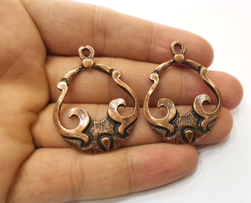 2 Copper Charms Antique Copper Plated Charms (41x32mm)  G18515