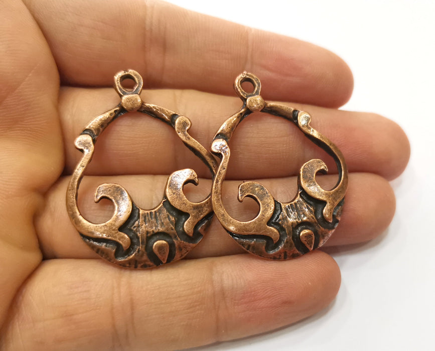 2 Copper Charms Antique Copper Plated Charms (41x32mm)  G18515