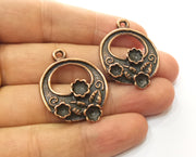 2 Copper Flower and Leaf Charms Antique Copper Plated Charms (35x27mm)  G18516