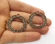 2 Leaf Charms Antique Copper Plated Charms (34mm) G18519