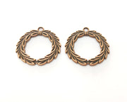 2 Leaf Charms Antique Copper Plated Charms (34mm) G18519