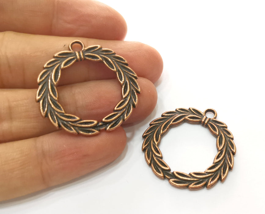 2 Leaf Charms Antique Copper Plated Charms (34mm) G18519
