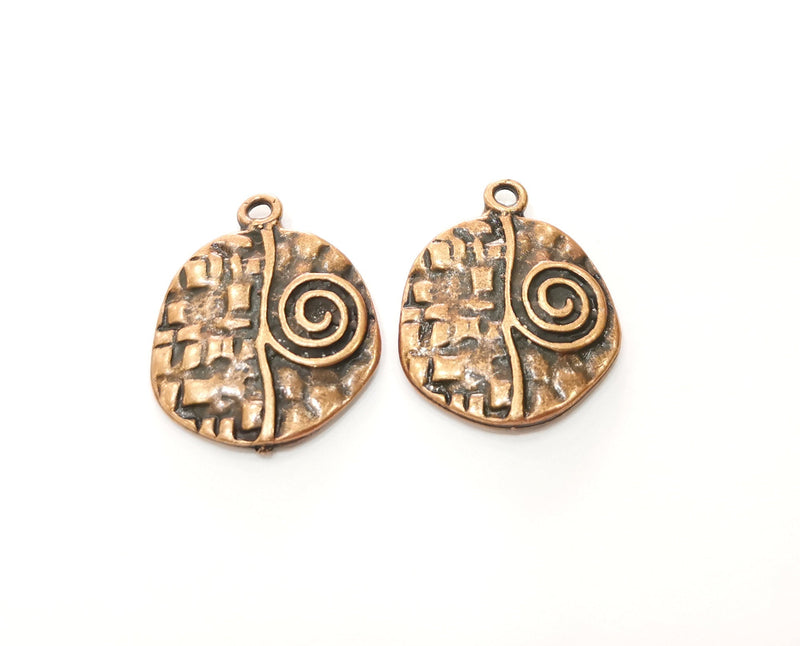 2 Copper Charms Antique Copper Plated Charms (28x23mm)  G18520