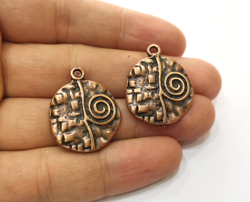 2 Copper Charms Antique Copper Plated Charms (28x23mm)  G18520