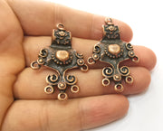 2 Copper Charms Connector Antique Copper Plated Charms (47x31mm)  G18521