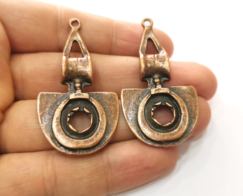 2 Copper Charms Antique Copper Plated Charms (56x28mm) G18523
