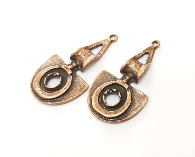 2 Copper Charms Antique Copper Plated Charms (56x28mm) G18523