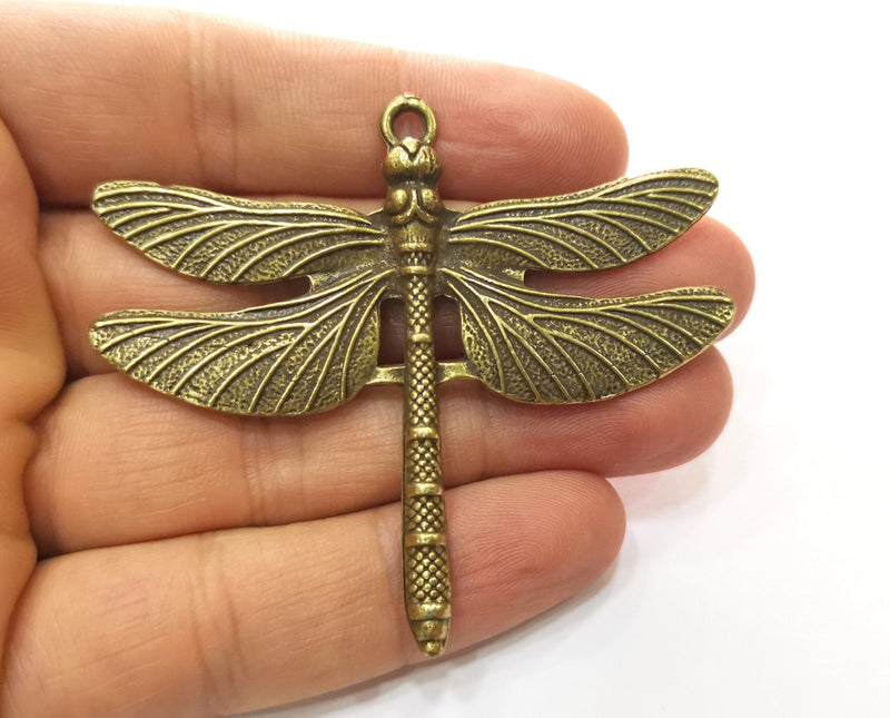 Dragonfly Pendant Large Pendant Antique Bronze Plated Pendant (69x61mm)  G18524