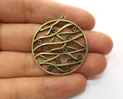 2 Flowers Charms Antique Bronze Plated Charms (40x37mm)  G18525
