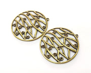 2 Flowers Charms Antique Bronze Plated Charms (40x37mm)  G18525