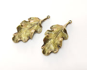 2 Antique Bronze Leaf Charms Antique Bronze Plated Charms (46x22mm) G18527