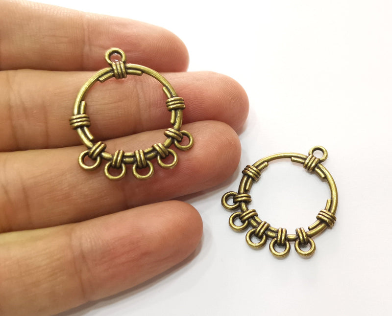 4 Antique Bronze Charms Connector Antique Bronze Plated Charms (33x26mm)  G18528