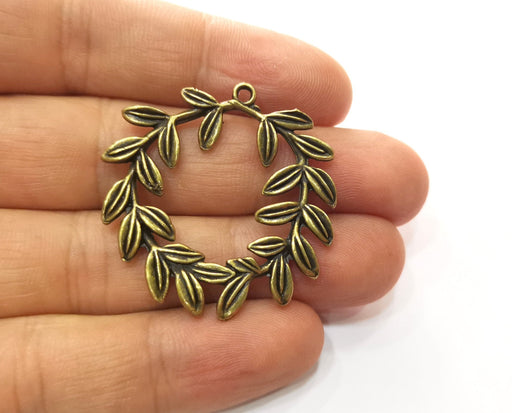 2 Leaf Charms Antique Bronze Plated Charms (38mm)  G18529