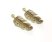 4 Feather Charms Antique Bronze Plated Charms (39x15mm)  G18530