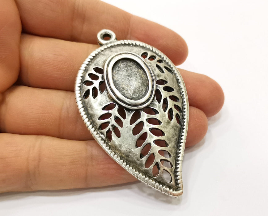 Silver Leaf Pendant Antique Silver Plated Pendant (70x42mm)  G19127