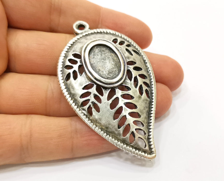 Silver Leaf Pendant Antique Silver Plated Pendant (70x42mm)  G19127