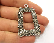 Silver Flower Frame Pendant Antique Silver Plated Pendant (49x35mm)  G19128