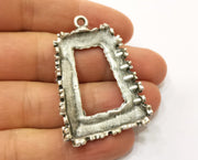 Silver Flower Frame Pendant Antique Silver Plated Pendant (49x35mm)  G19128