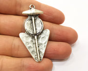 2 Silver Pendant Antique Silver Plated Pendant (54x28mm)  G19130