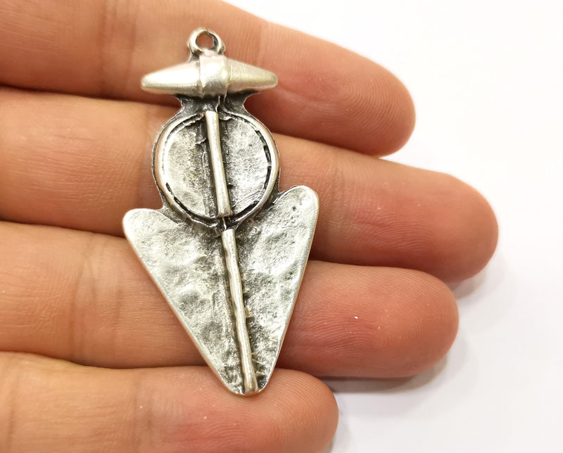 2 Silver Pendant Antique Silver Plated Pendant (54x28mm)  G19130