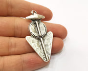 2 Silver Pendant Antique Silver Plated Pendant (54x28mm)  G19130