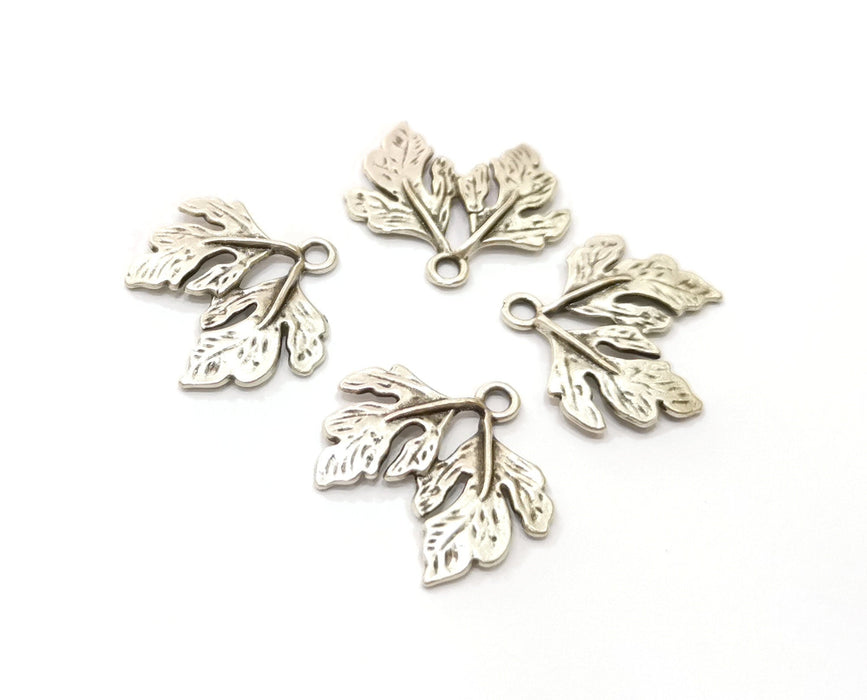 8 Silver Leaf Charms Antique Silver Plated Charms (19x22mm) G19133