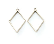 4 Silver Diamond Bezel Charms Antique Silver Plated Charms (38x24mm) G19144