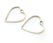 2 Heart Bezel Charms Antique Silver Plated Charms (33x29mm) G19146