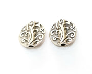2 Silver Branch Beads ( Double Sided ) Antique Silver Plated Charms (20mm) G19149