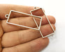 2 Rectangle Bezel Charms Antique Silver Plated Charms (47x19mm) G19151
