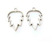 4 Silver Pine Charms Bezel Charms Antique Silver Plated Charms (34x23mm) G19152