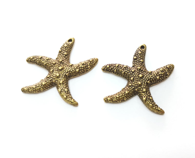 2 Starfish Charms Antique Bronze Plated Charms (37x35mm)  G18534