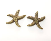 2 Starfish Charms Antique Bronze Plated Charms (37x35mm)  G18534