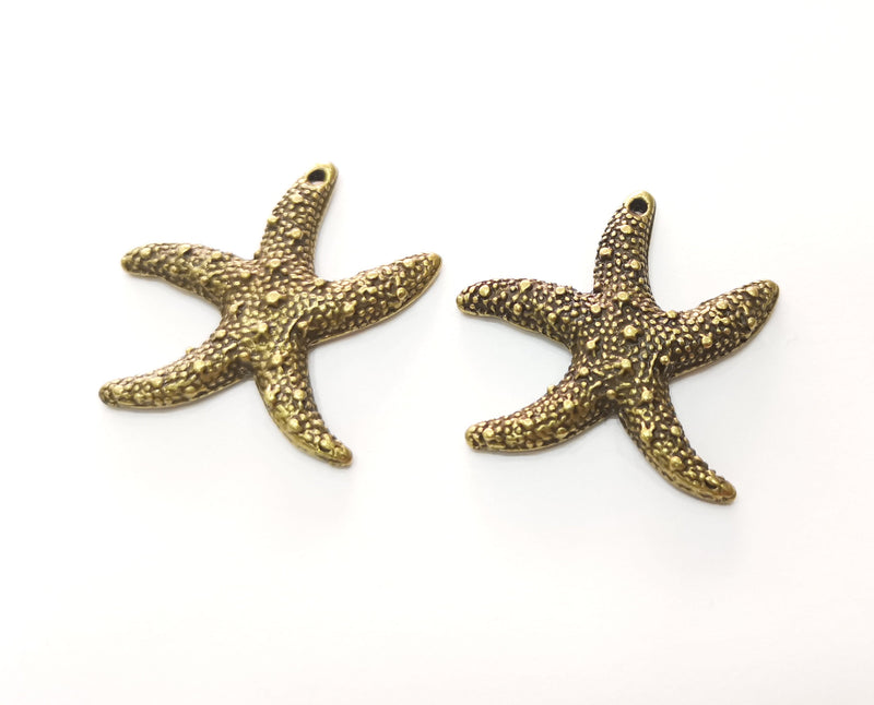 2 Starfish Charms Antique Bronze Plated Charms (37x35mm)  G18534