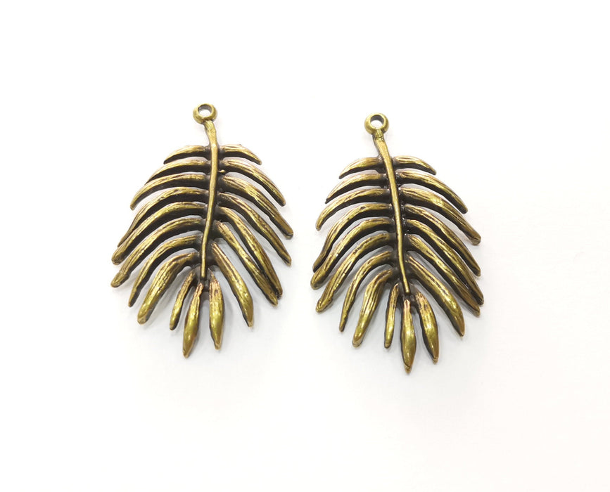 2 Monstera Leaf Charms Antique Bronze Plated Charms (40x24mm)  G18536