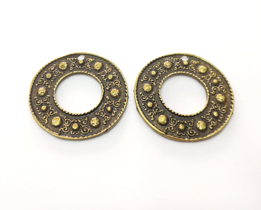 2 Antique Bronze Charms Antique Bronze Plated Charms (37mm) G18540