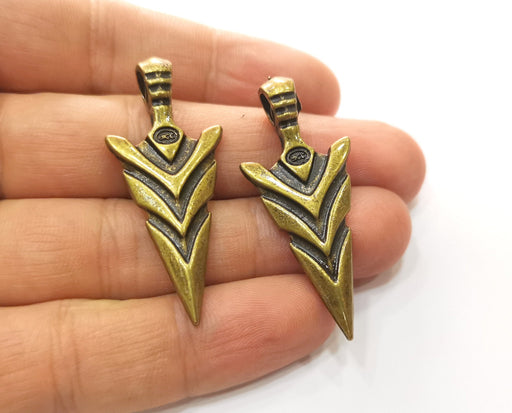 2 Antique Bronze Arrowhead Charms Antique Bronze Plated Charms (47x20mm) G18541