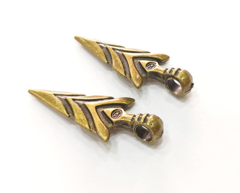 2 Antique Bronze Arrowhead Charms Antique Bronze Plated Charms (47x20mm) G18541