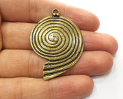 2 Bronze Ammonite Charms Antique Bronze Plated Charms (48x34mm)  G18542